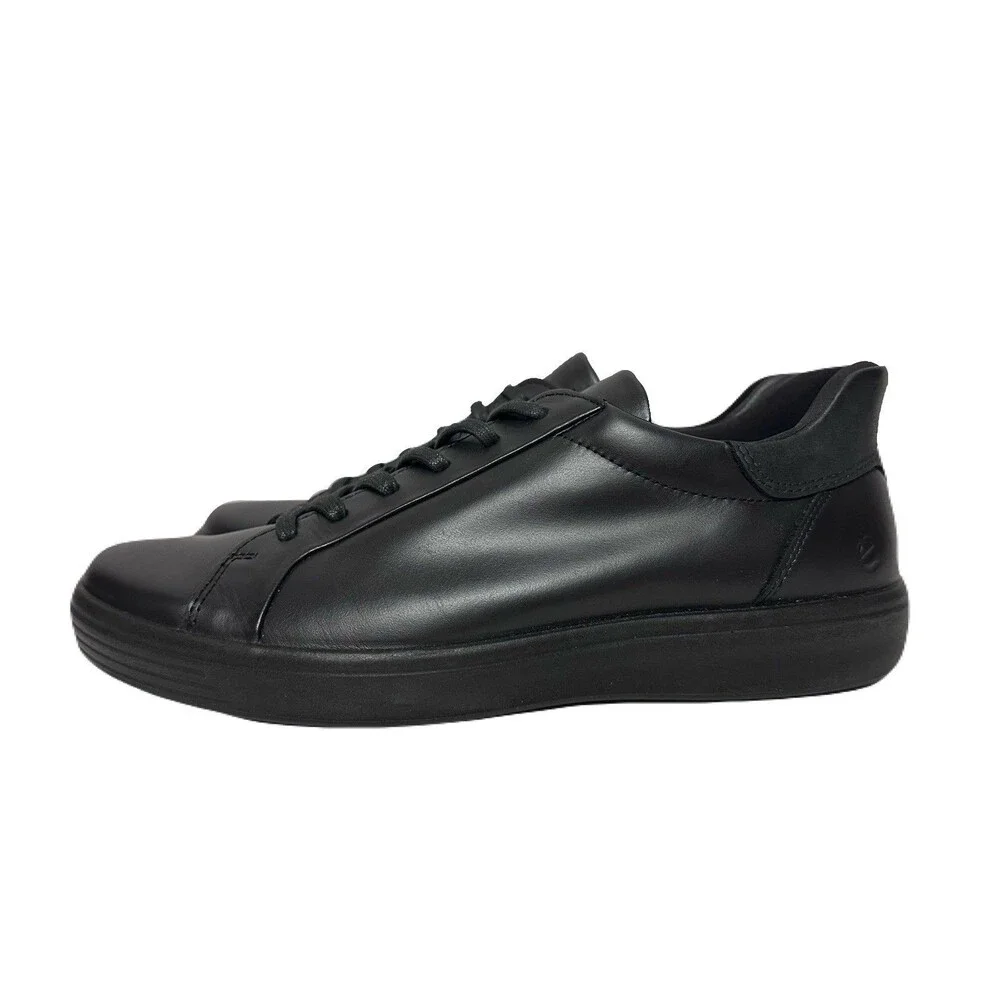 Ecco Soft 7 Mens Size 8-8.5 / EU 42 Black Leather Lace Up Sneaker *Display Pair*